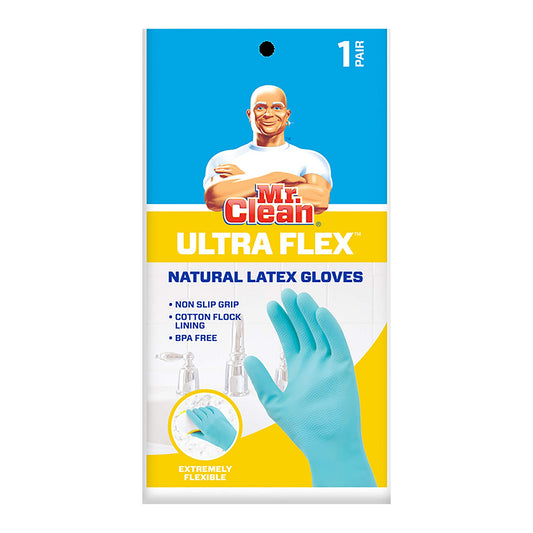 Mr. Clean Duet Reusable Latex Cleaning Gloves with Non-Slip Grip, 2 Pair, Small