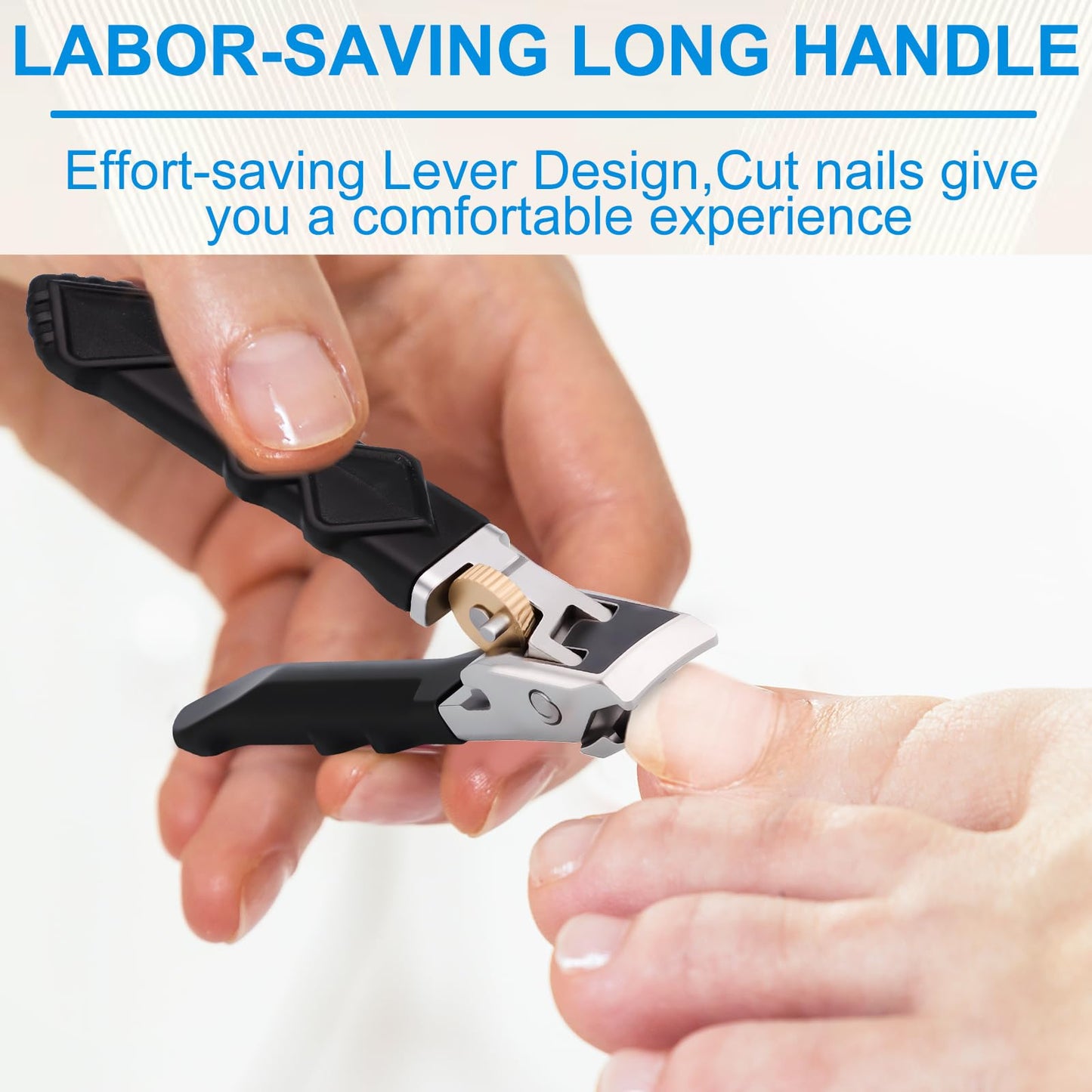 2025 New Toenail Clippers,Nail Clippers,180° Wide Jaw for Thick Nails, Dual Oblique & Flat Cutting Edges, Splash-Proof Design, Long Handle for Easy Cleaning & Comfortable Grip