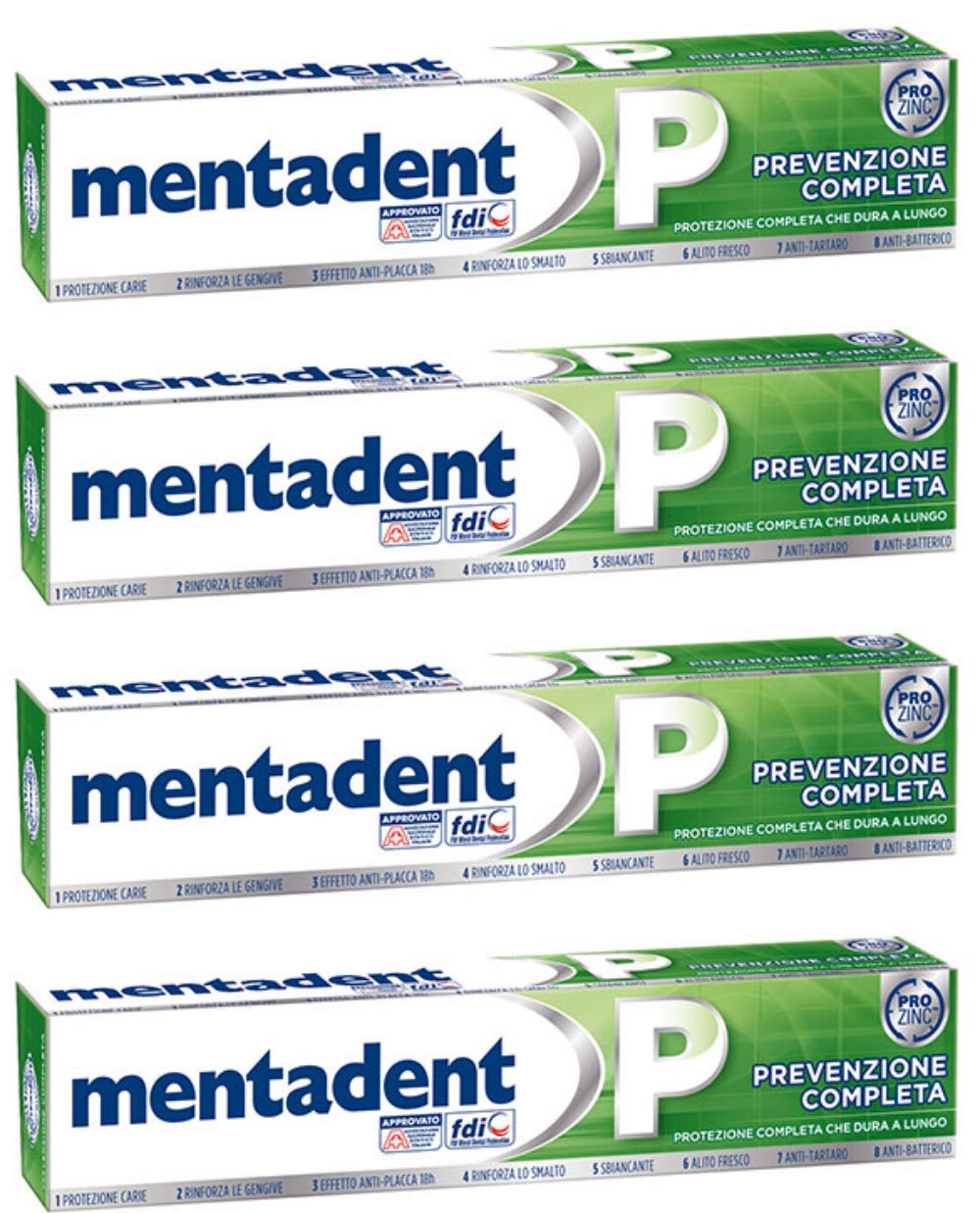 Mentadent P Toothpaste Prevention Complete 3.38 Fluid Ounce (100ml), Pack of 4