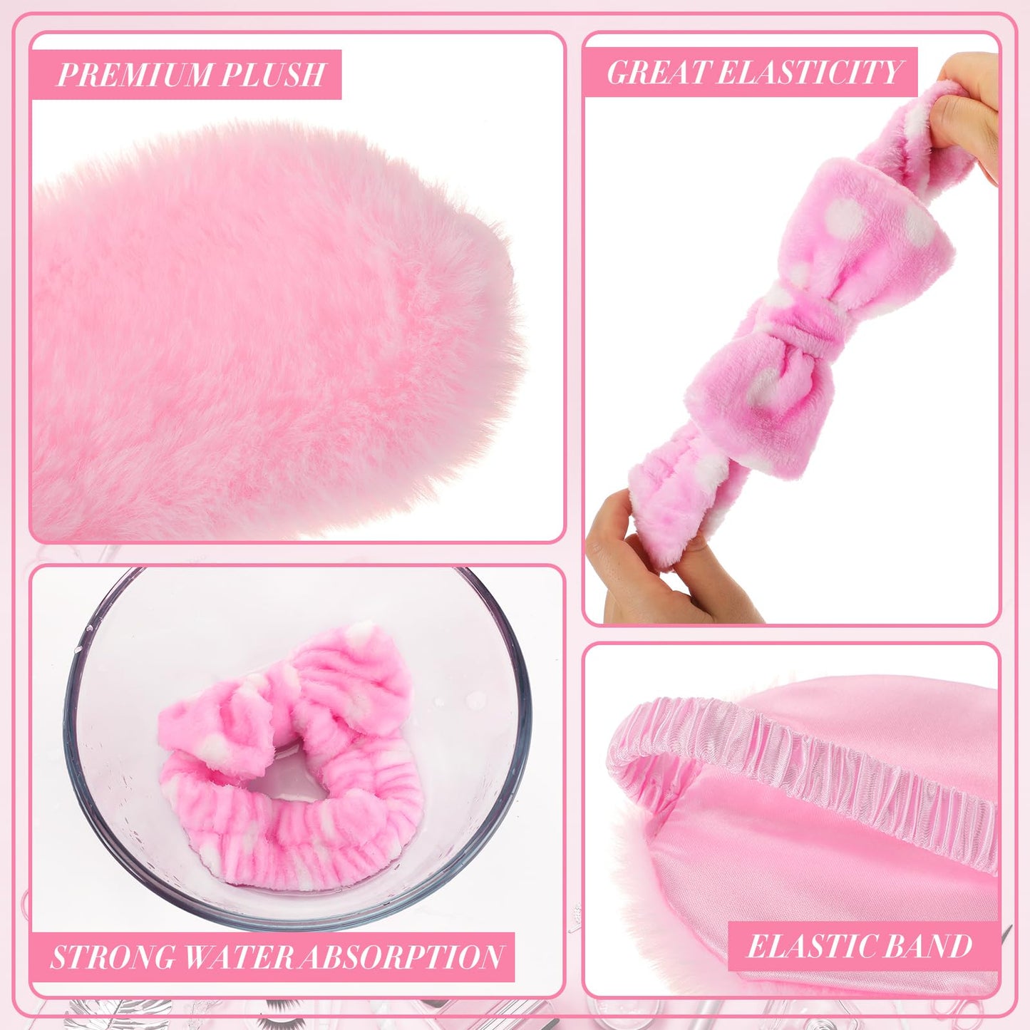 Maiteenly 24 Pieces Spa Sleepover Party Favors Supplies Include Spa Headband Sleep Eye Mask Bulk for Women Adult Slumber Wedding Birthday Bachelorette Party Supplies (Pink and Dot)