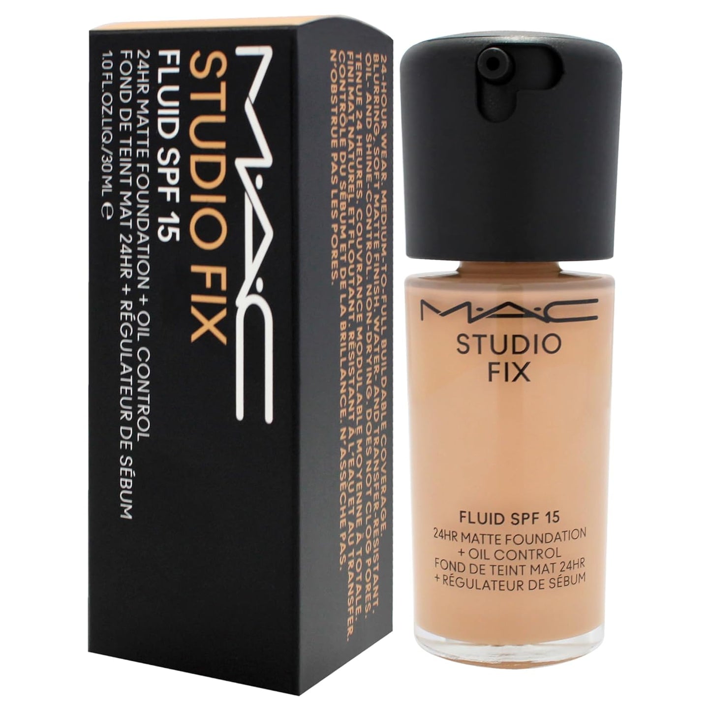 MAC Studio Fix Fluid Foundation - 24Hr Matte Finish with SPF 15 | Oil Control, NC37 - 1 oz
