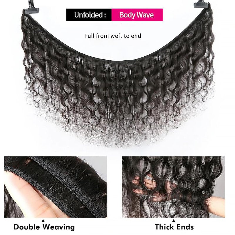 Body Wave Human Hair Bundles 18 20 22 Inch 1B Color Natural Black Bundles Human Hair 12A Unprocessed Native Virgin Hair 100/PC 3 Extensions Wet and Wavy Human Hair Extensions for Women