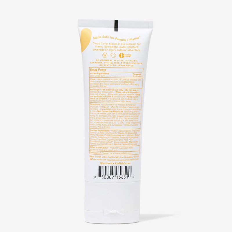Kinfield Cloud Cover - Mineral Body Sunscreen with Broad-Spectrum SPF 35 - Water and Sweat-Resistant - Cruelty-Free and Reef-Safe Skincare - 7 oz / 200 g