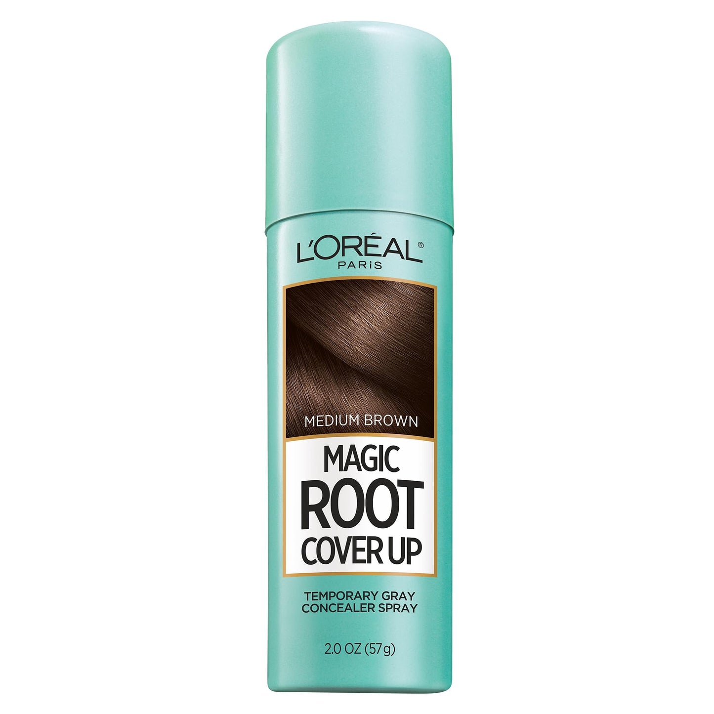 L'Oreal Paris Magic Root Cover Up Gray Hair Spray, 100% Gray Hair Coverage with Buildable, Lightweight, Transfer-Resistant, and Temporary Formula, Ammonia-Free, Medium Brown, 2 oz (1 Count)