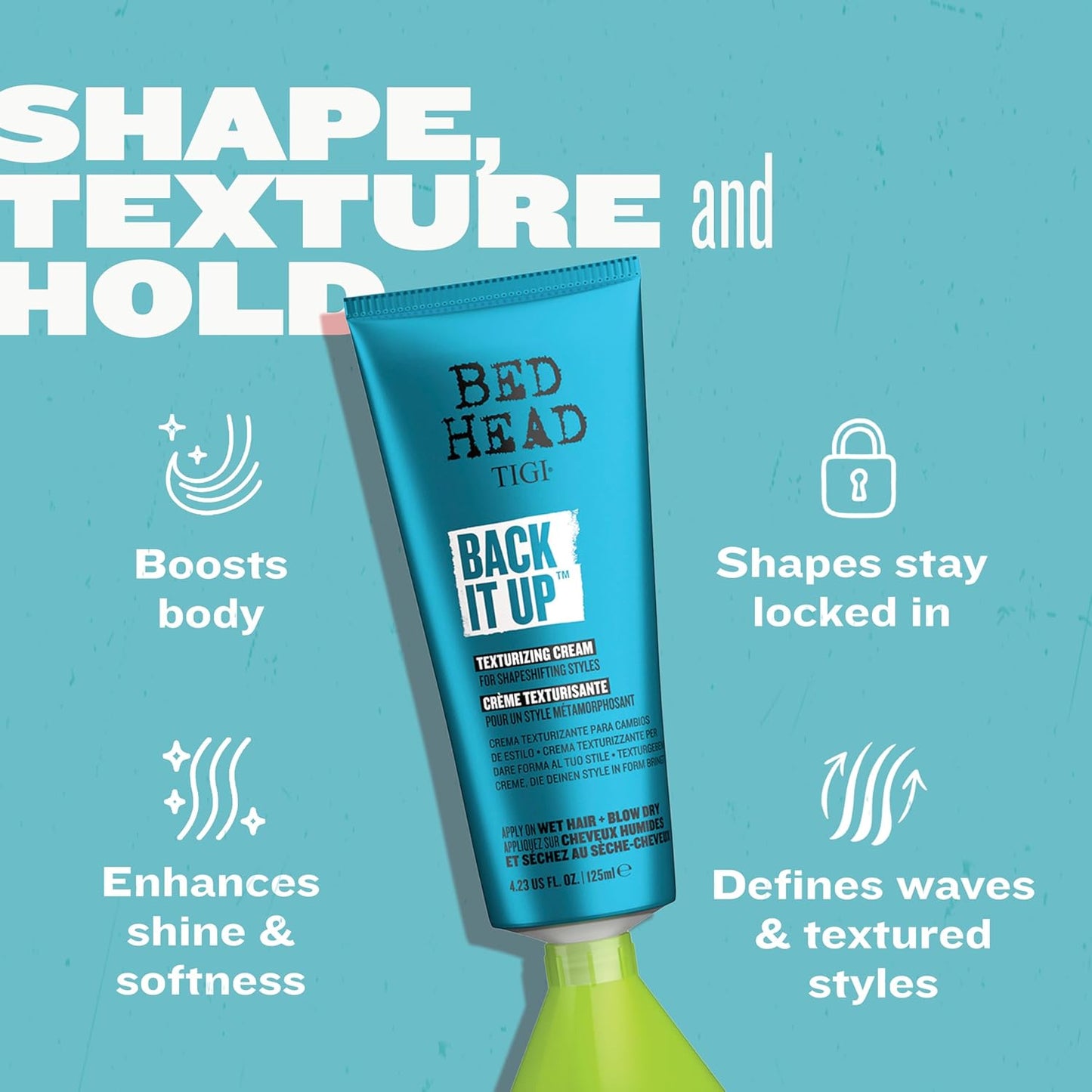 TIGI Bed Head Back It Up Texturizing Cream - Shape & Texture for All Hair Types | 4.23 fl oz