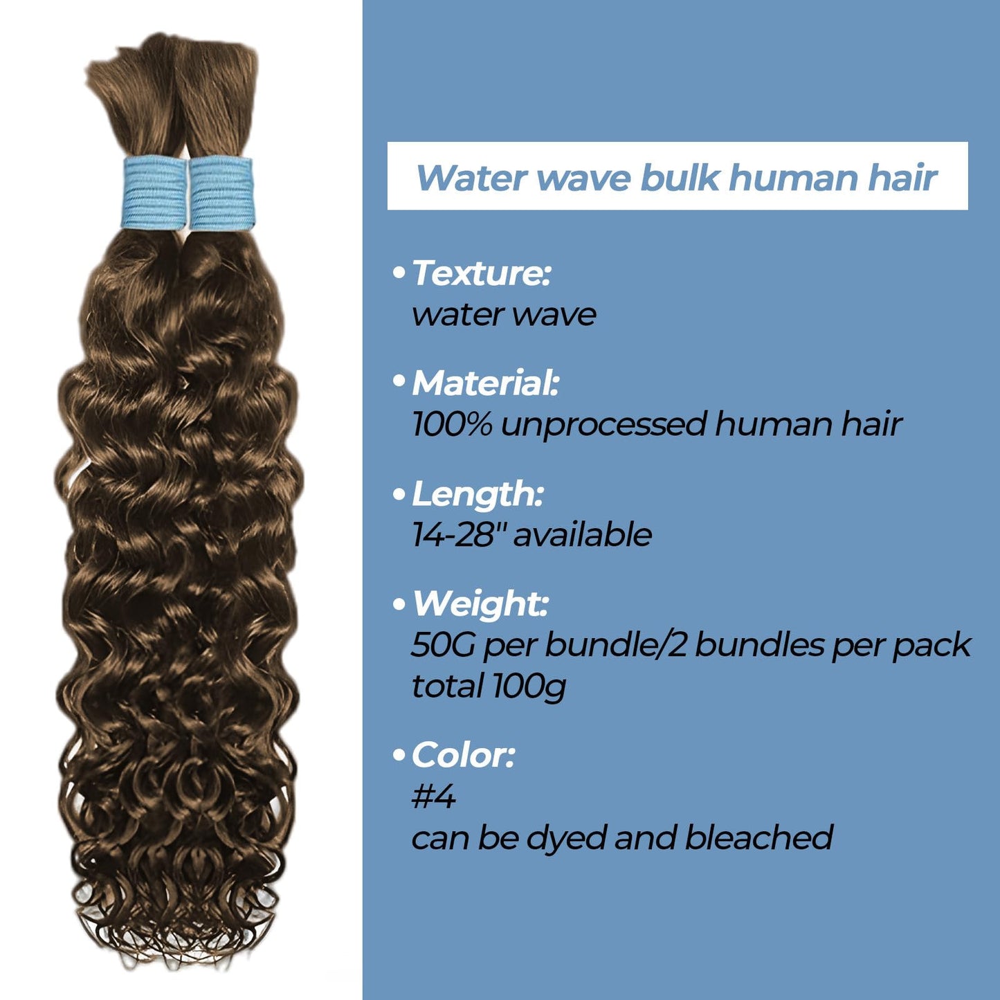 Human Boho Braiding Hair - 20 Inch, 2 Bundles, 100g, 99J Burgundy, Water Wave, Curly, Knotless Braids