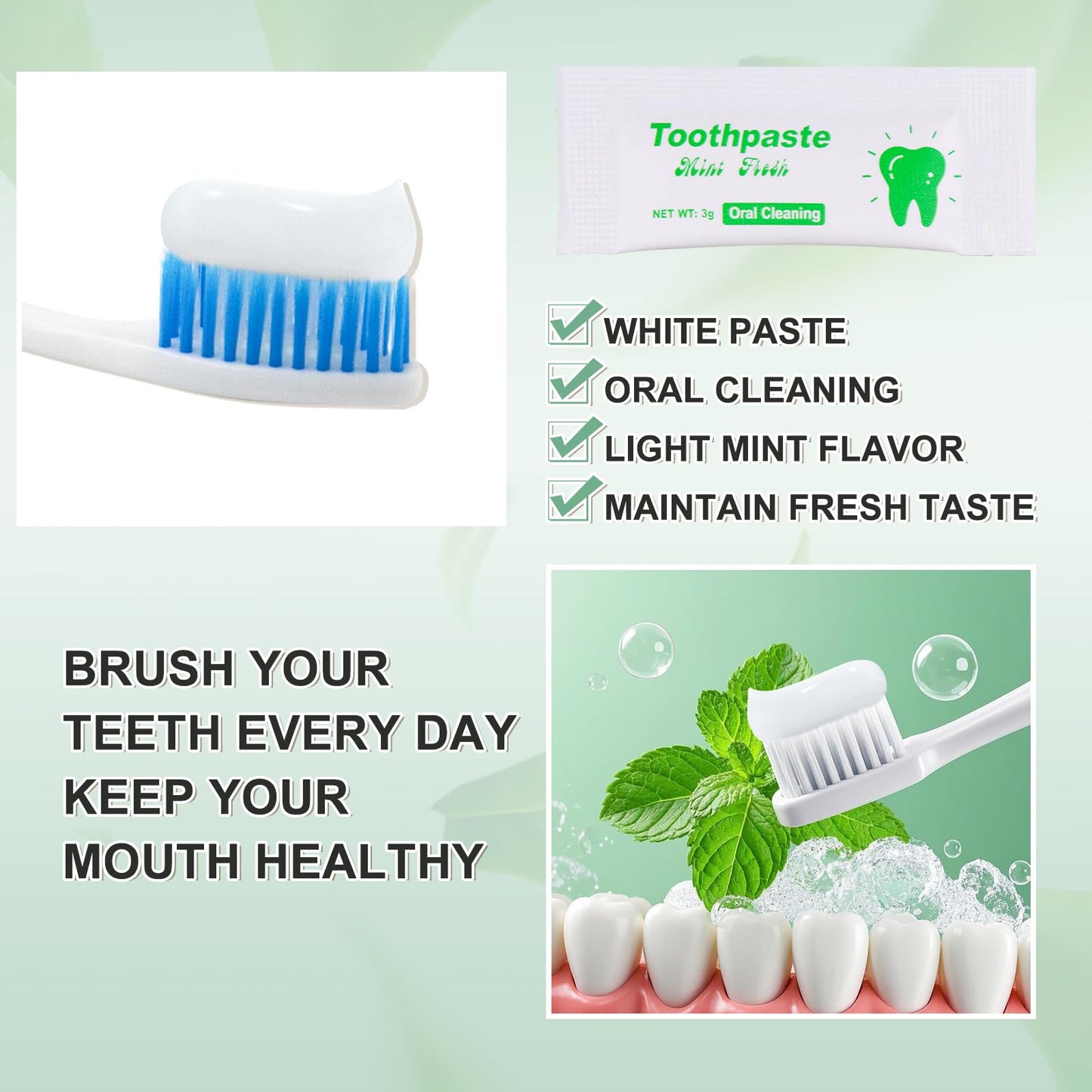 HAIFOTRVA Too Small Bulk Travel Size Toothpaste Pack of 200,0.105 oz Extra Small Toothpaste Travel Size Bulk Mint Mini Disposable Toothpaste for Hotel,Guests,Homeless,Charity(Only Good for Single Use)