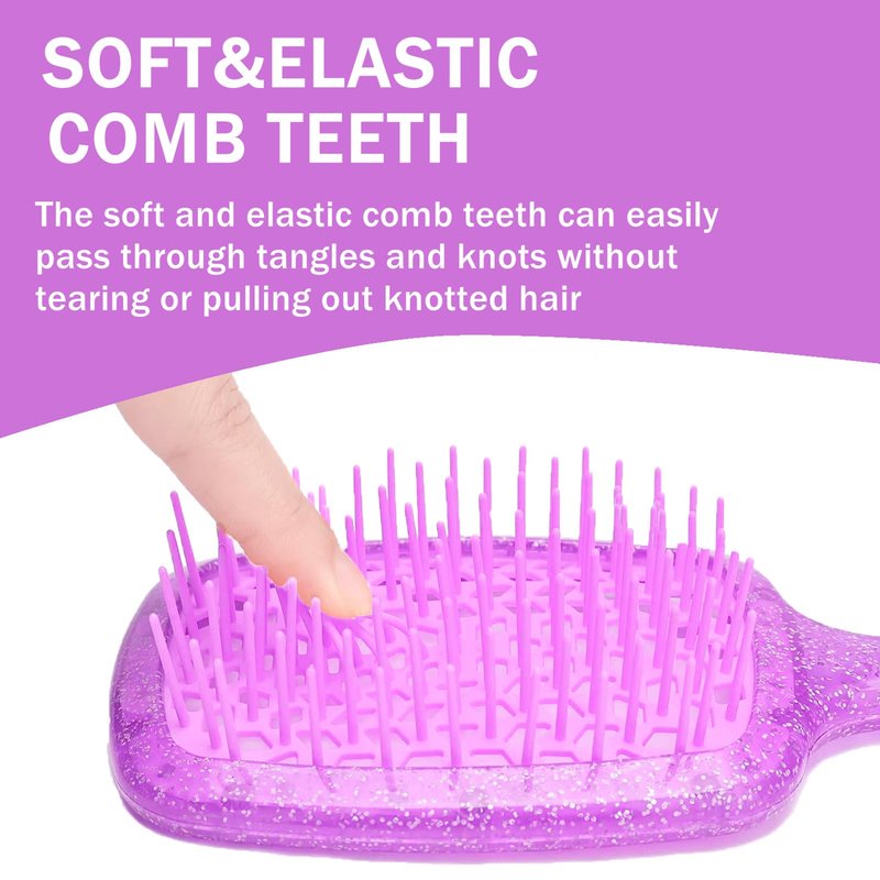 Hair Brushes for All Wet Hair or Dry Hair, Travel Brush Anti-Static Flash Vent Combs, Lightweight Handle Reduceing Scalp Itching Brushes (Purple&Blue)