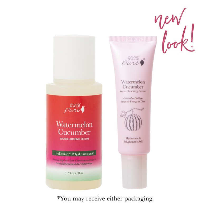 100% PURE Watermelon Cucumber Water Locking Moisturizing Serum for Face with Hyaluronic Acid to Replenish Hydrate & Plump Dry Thirsty Skin, Vegan - 1.7 fl oz
