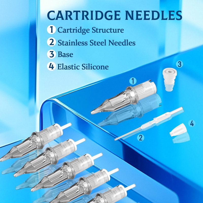 100pcs Mixed Tattoo Cartridge Needles, ATOMUS Assorted Disposable Tattoo Needle 3RL 5RL 7RL 9RL 3RS 5RS 7RS 9RS 5M1 7M1 for Tattoo Machine