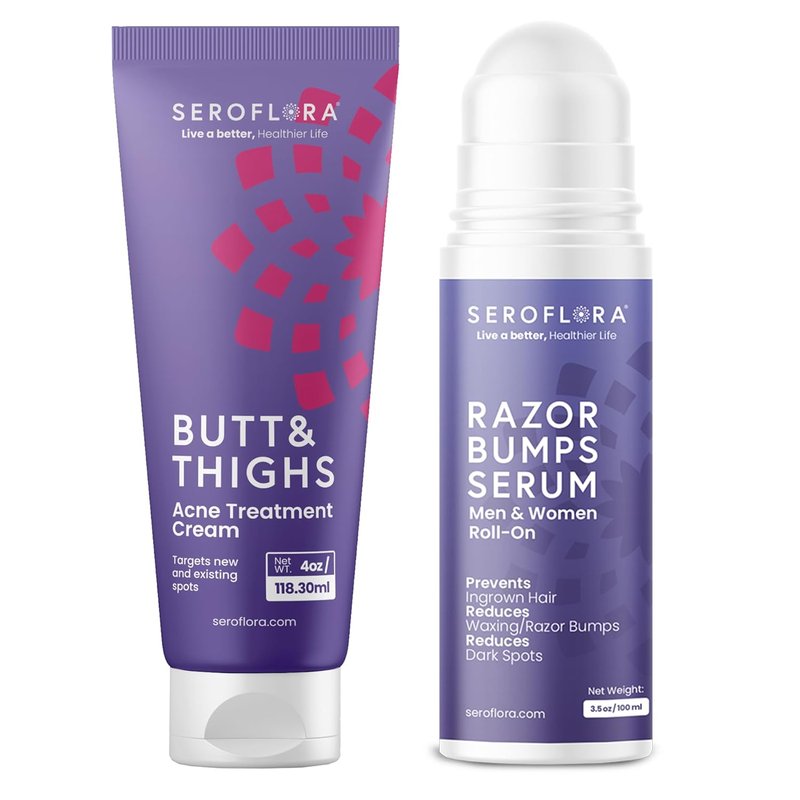 Butt Acne Cream & Razor Bump Serum | Reduces Ingrown Hairs, Bumps & Redness - Post-Shave Skin Comfort Bundle