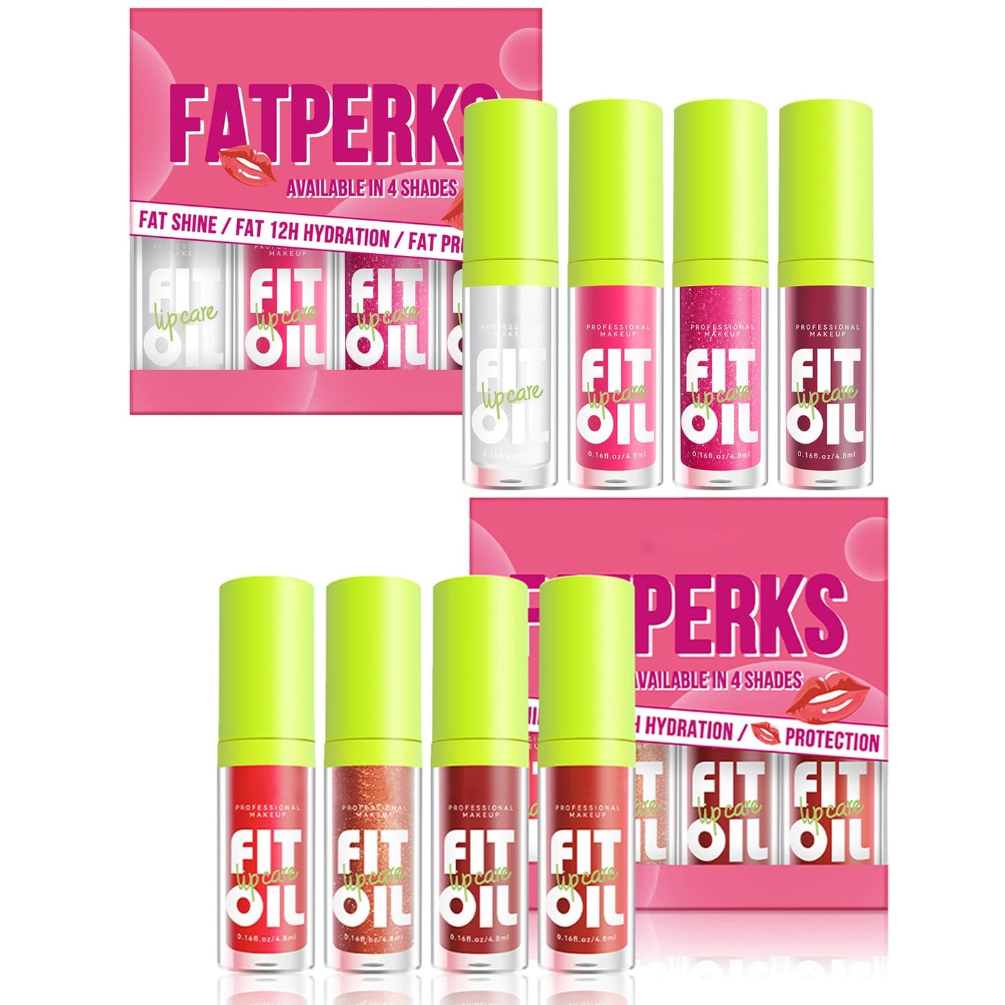 Qifylmaf 8 Colors Lip Oil Lip Glaze, Big Brush Head Hydrating Lip Glow Oil, Transparent Toot Tinted Nourishing Long Lasting Repairing Lightening Lip Lines (Set A+ Set B)