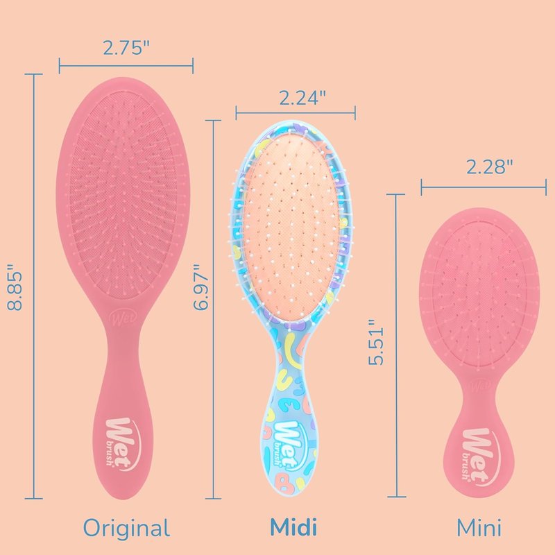 Bluey Kids Midi Hair Brush - Soft Bristles for Easy Knot Detangling | Ergonomic Handle, Limited Edition, Orange