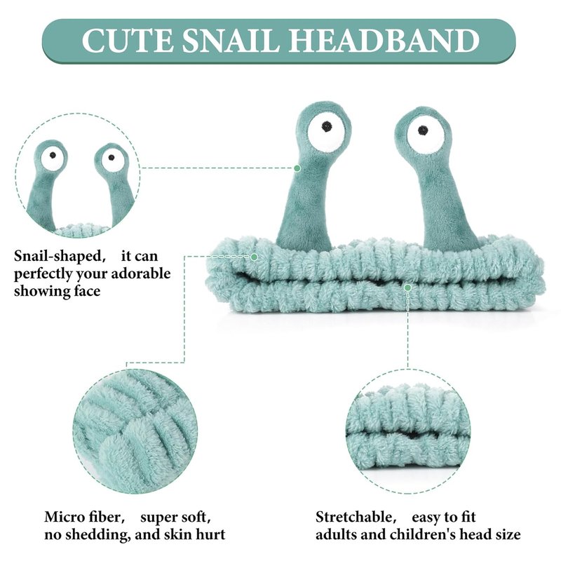Cartoon Cute Flannel Headbands for Washing Face - 10PCS Spa Hair Accessories | Palm & Snail Designs