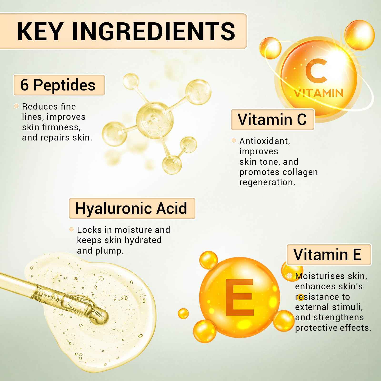 23% Vitamin C Serum 6 Peptide Booster Serum Set - Korean Skin Care Set for Deep Hydrating, Anti-Aging & Wrinkle-Reducing, Improves Skin Elasticity & Tone - Ideal Gift Set for Women