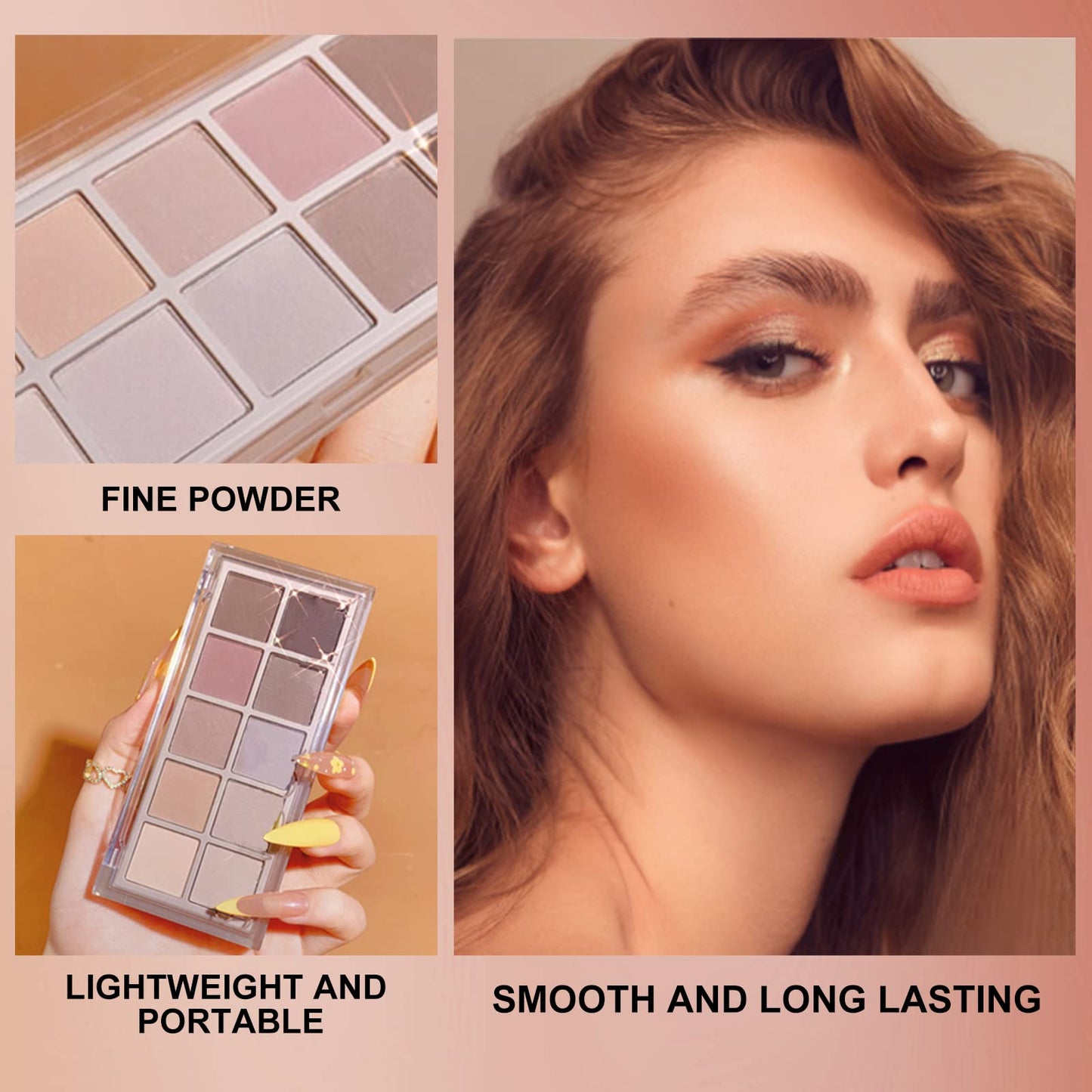 Erinde 10 Colors Matte Eyeshadow Palette, Taupe Brown Mavue Nude Eye Shadow Palette Makeup, Neutral Grey Smokey Eye Pallete, Ultra-Blendable, Long Lasting Natural Eyeshadow for Older Women, Cement
