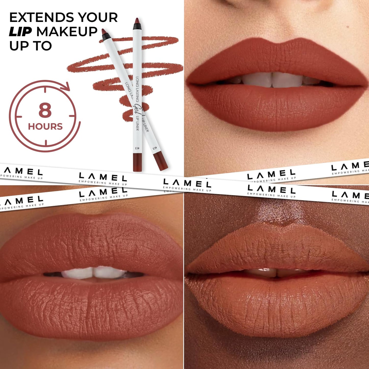 Lamel Gel Lip Liner Pencil – 5 Pack – 2-in-1 Waterproof Lip Liner Set