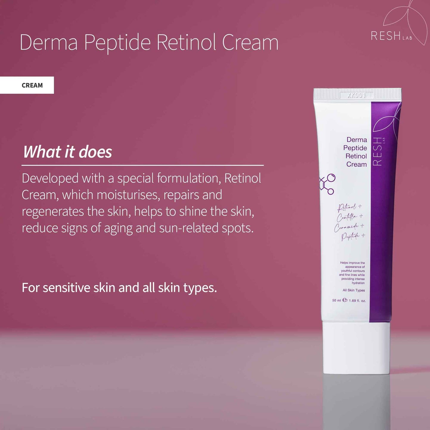 Retinol Peptide Face Cream 50ml – Anti-Aging Moisturizer with Niacinamide, Ceramide & Centella – Hydrating Cream for Fine Lines, Wrinkles & Acne Scars