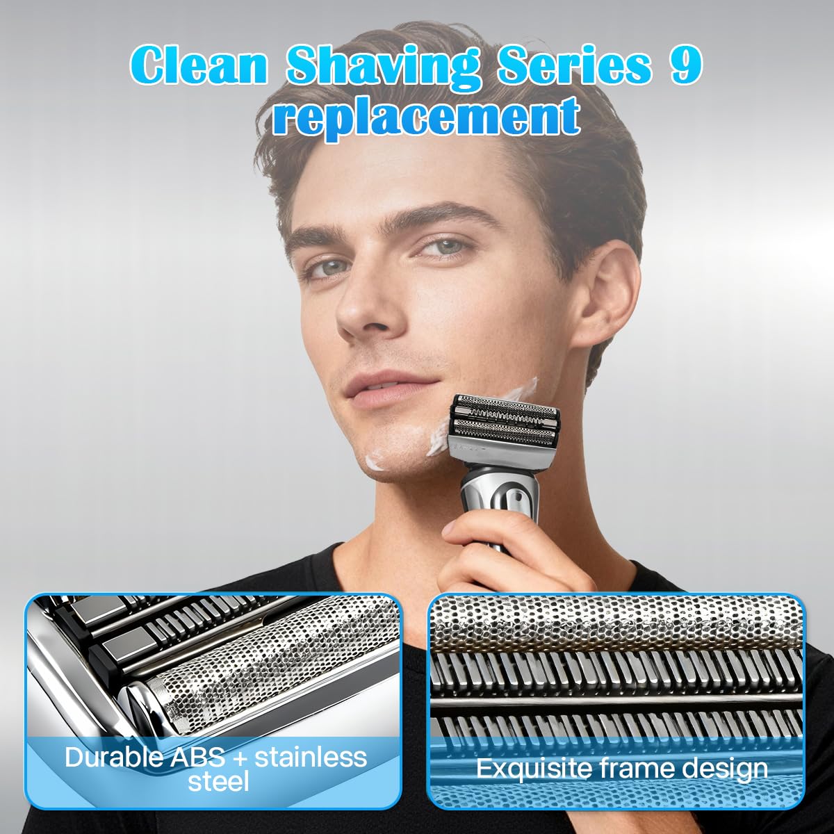 THORIFLY 92S Series 9 Replacement Head, Foil Shaver Replacement Head Compatible with All Braun Series 9 Electric Shavers, Fits 9477cc 9330s 9465cc 9460cc 9419s 9390cc 9385cc (Silver) (92S)