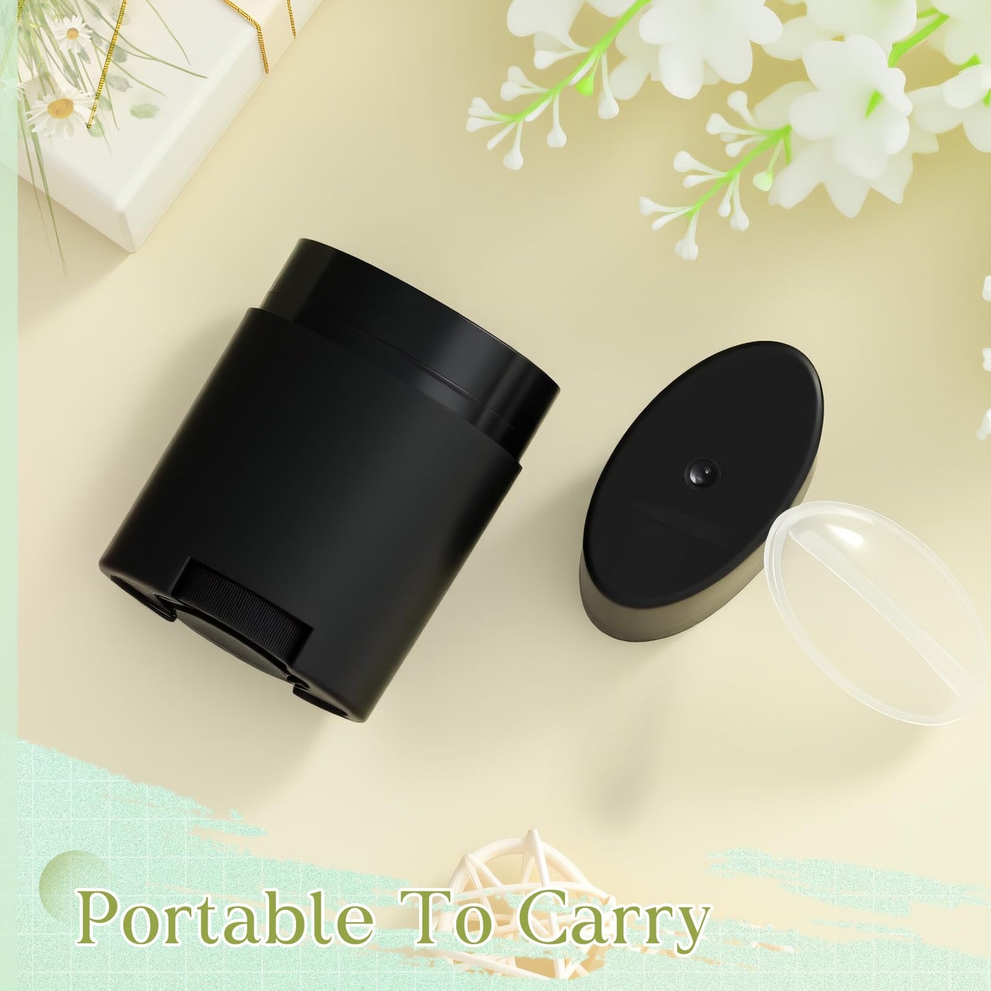 Teenyyou 30 Pack Empty Deodorant Containers, Bottom Filling, Plastic Oval Refillable Deodorant Containers Twist up Oval Lip Balm Tube for DIY Deodorants Lipstick Crayon Lotion(30ml/1oz,Black)