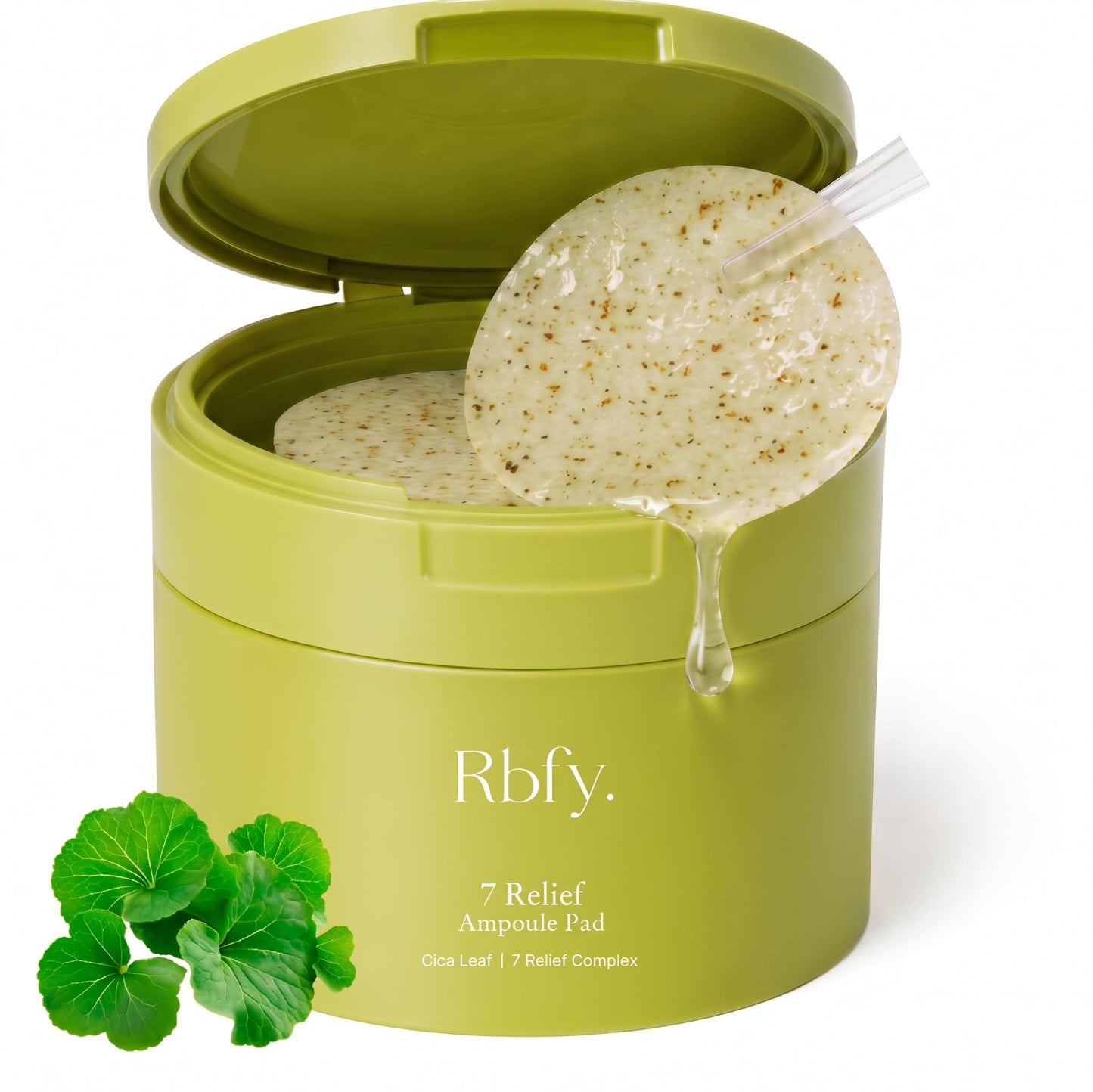 Rbfy. 7 Relief Pure Centella Ampoule Toner Pad, Calming & Soothing, Redness Reduction and Hydrating for Sensitive, Dry and Stressed Skin, Hypoallergenic, For the Whole Family, Korean Skincare, 60 Pads
