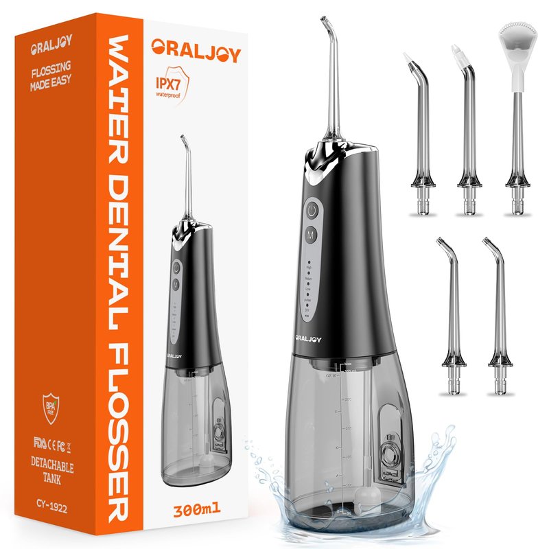Water Dental Flosser Pick for Teeth: 300ML Portable Oral Irrigator, Rechargeable Travel Irrigation Cleaner Professional Electric Flossing Machine Power Flossers & Irrigator Accessories IPX7 Waterproof