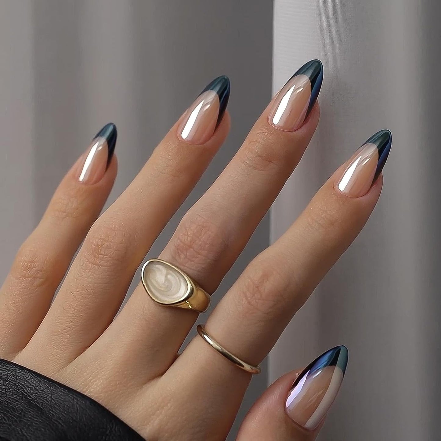 Press On Nails - Black Swan Design with Elegant Black French Tips | Stylish Nail Art Set