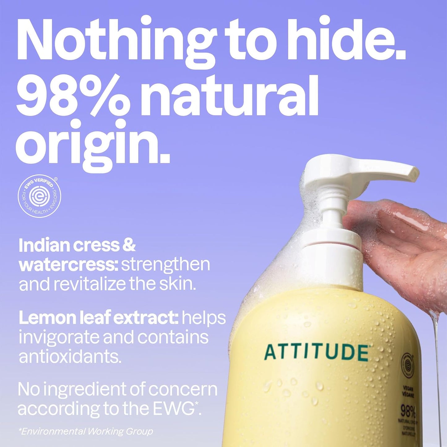 ATTITUDE Body Wash - EWG Verified Plant-Based Shower Gel | Earl Grey & Fresh Cucumber Scent, 32 Fl Oz