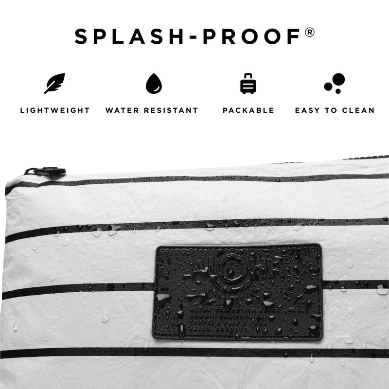 ALOHA Collection Small Pouch | Lightweight, Packable, and Splash-Proof Makeup Pouch | Easy to Clean (Pinstripe)