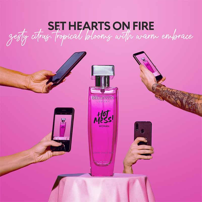 Bellavita Luxury Hot Mess Eau de Parfum | 100 ml (3.4 fl.oz.) | Perfume for Women | Fresh, Mandarin, Exotic Passionfruit, Musk Notes | Long Lasting Women's Fragrance