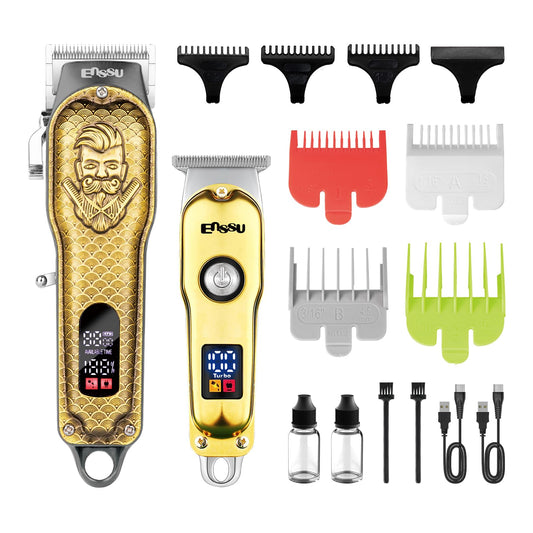 ENSSU Professional Hair Clipper for Men, Type-C Rechargeable Clippers and Trimmers Set with LED Display, Cordless Hair Cippers for Hair Cutting Kit with T-Blade Beard Trimmer Men