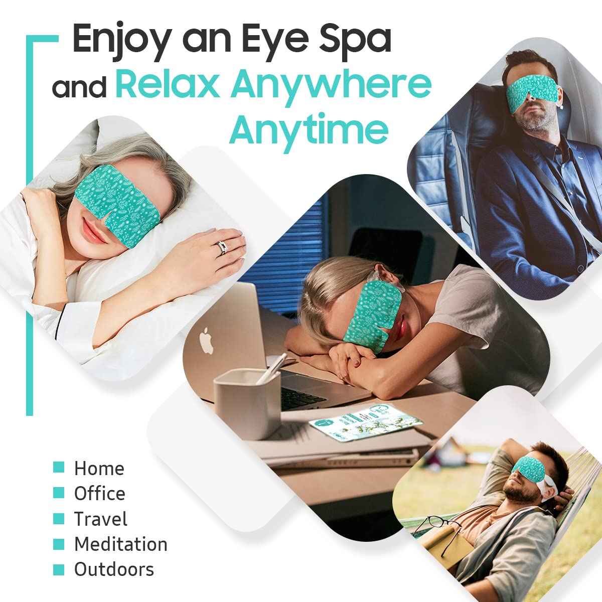 BeHoomi 30Packs Steam Eye Mask, Heated Eye Mask Warm Compress for Eyes, Self Heating Warm Eye Masks Disposable Steam Mask for Home Sleep, Spa, Travel Essentials & Relaxation Gifts (Unscented)