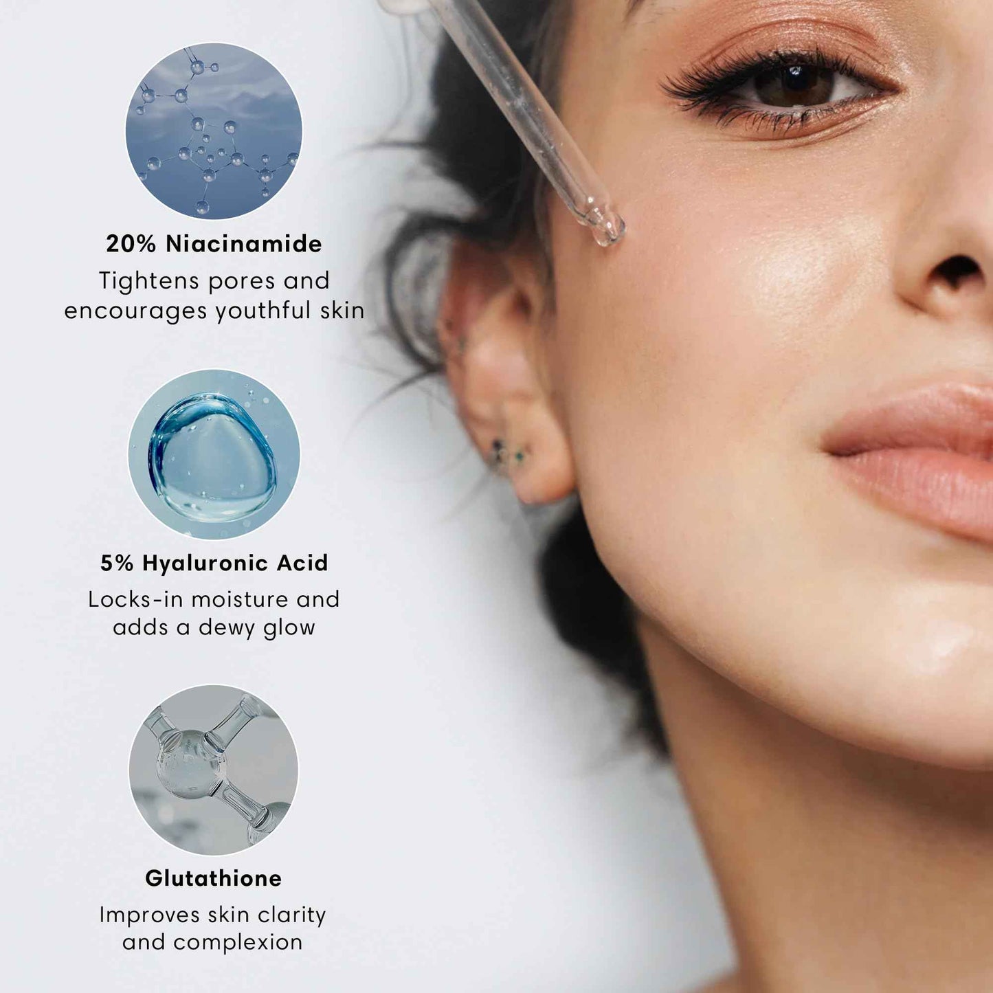 NOTHING FITS BUT Mochi Glow 20% Niacinamide Serum for Face, Pore Tightening & Brightening Skin Serum with Hyaluronic Acid & Glutathione for Dark Spots & Fine Lines, Korean Skincare (50ml/1.7fl.oz.)