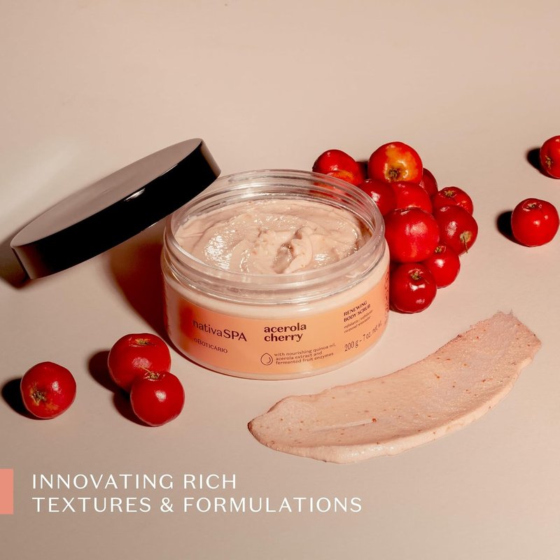 Acerola Cherry Body Scrub - Gentle Exfoliation for Smooth, Radiant Skin | 7.05 Ounce (200g)