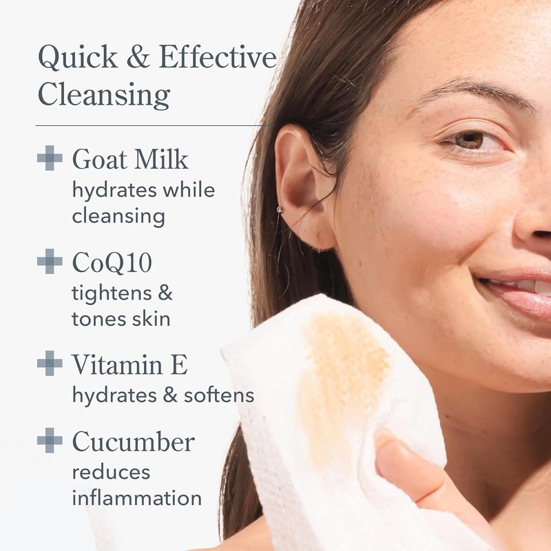 Beekman 1802 Face Wipes – Makeup Remover Wipes for Face, Facial Cleansing Wipes that Remove Makeup & Dirt, Travel Essentials, Face Wipes with Goat Milk & Aloe, Sunshine Lemon 30 Count