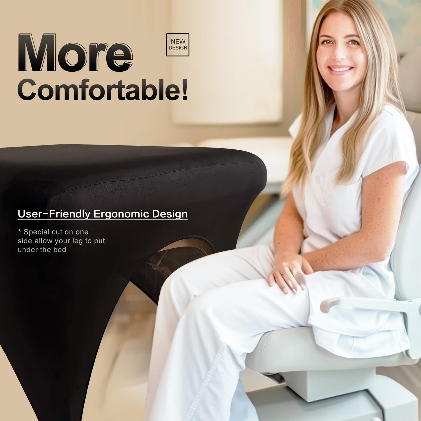 2-Piece Spa Bed Cover Professional Lash Bed Cover Stretchy Massage Table Cover Beauty Bed Protective Topper, Excellent for Lash Extension, Spa, Massage, Beauty Salon, Wax, Tattoo (Black)