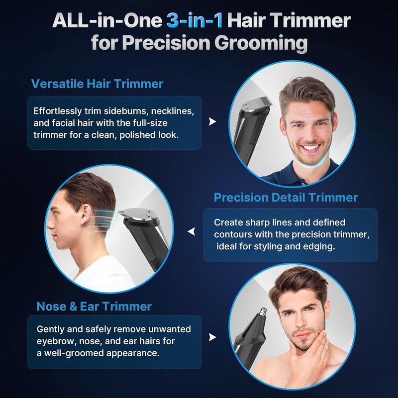 Valano Beard Trimmer - All-in-One Cordless Electric Hair Clippers for Men | Rechargeable Grooming Kit for Mustache, Nose & Body