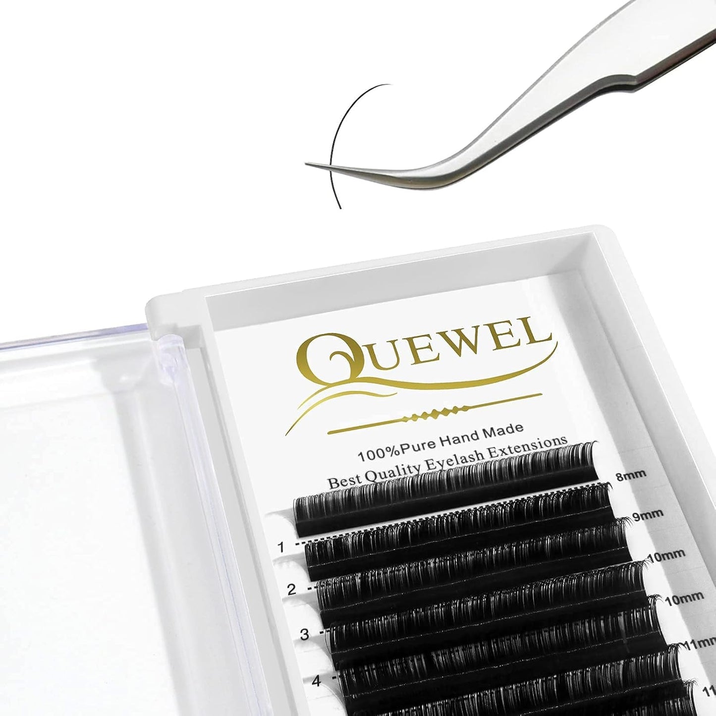 Volume Eyelash Extensions - 0.07 D Curl Mixed Tray (8-15mm) + Classic 0.15 D Curl (8-14mm) + Strong Black Adhesive (6ml)
