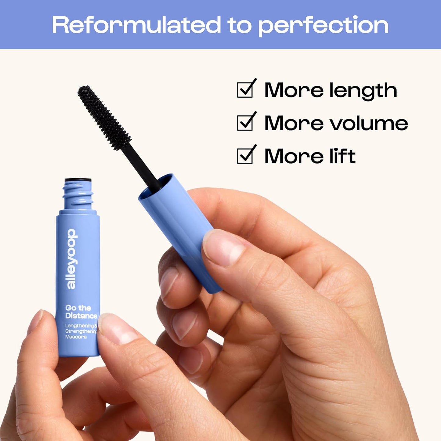 Alleyoop Tubing Mascara Black - Lengthening Smudge-Proof Formula for Sensitive Eyes | Vegan & Biotin Infused, Mini 4 mL