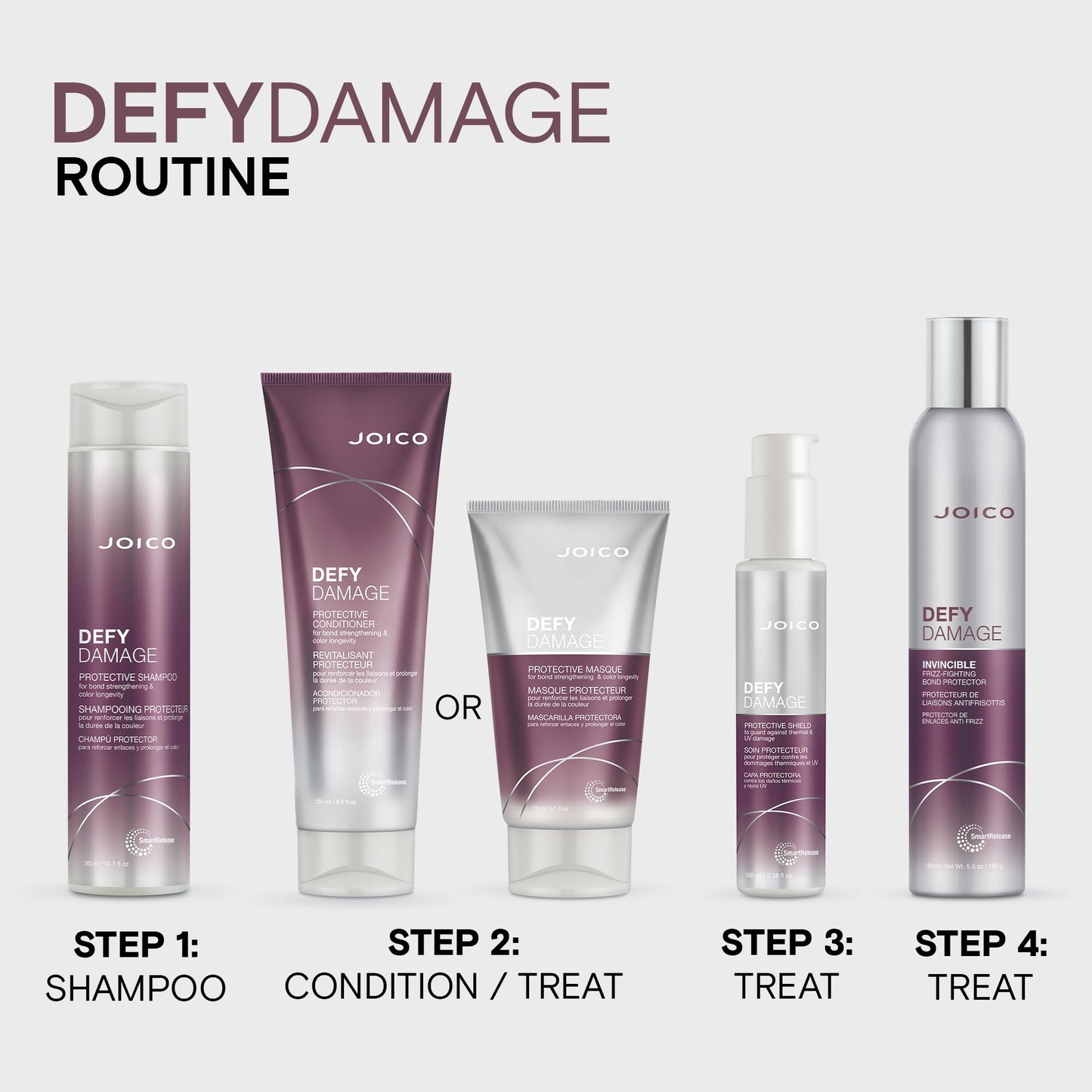 Joico Defy Damage Invincible Frizz-Fighting Bond Protector | 24 Hour Frizz Protection | Thermal Heat & Humidity Protection | Boost Shine | Reduce Breakage | Leave-In Spray | 180mL