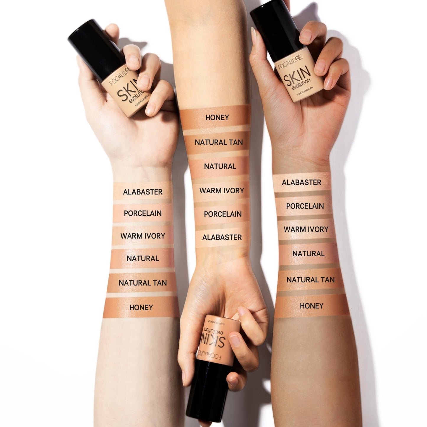 FOCALLURE 2 Pcs Liquid Foundation, Skin Evolution Foundation + Concealer, Full Coverage Foundation Makeup, Durable, Waterproof, Oil-Control, Hides Wrinkles & Lines, Warm Ivory