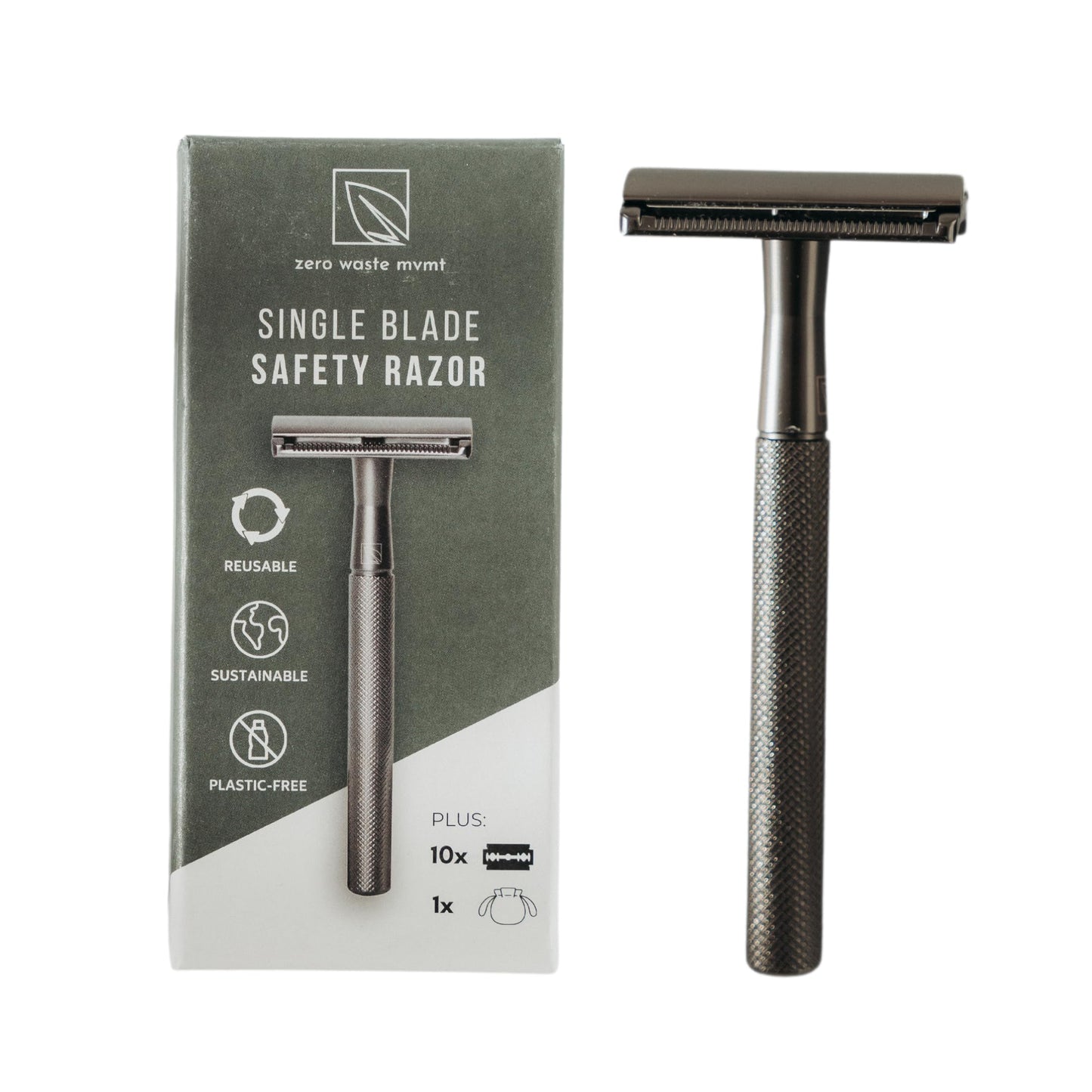 Zero Waste MVMT Single Blade Safety Razor for Men & Women (Rose) Premium Aluminum Handle, Reusable & Plastic-Free – Smooth, Close Shave with Less Irritation – With 10x Blades & Travel Bag - Rose Gold