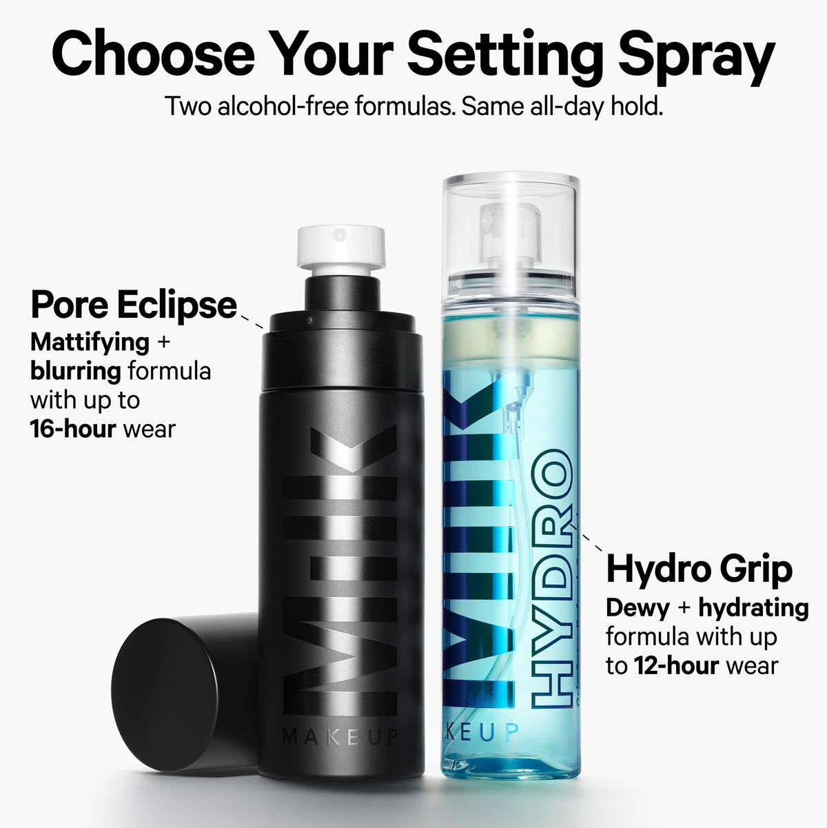 Milk Makeup Pore Eclipse Matte Setting Spray – Blurs Pores, Controls Shine + Sets Makeup for Up to 16 Hours – Long-Lasting, Oil + Alcohol-Free Facial Mist for a Soft, Matte Finish – 2.9 oz