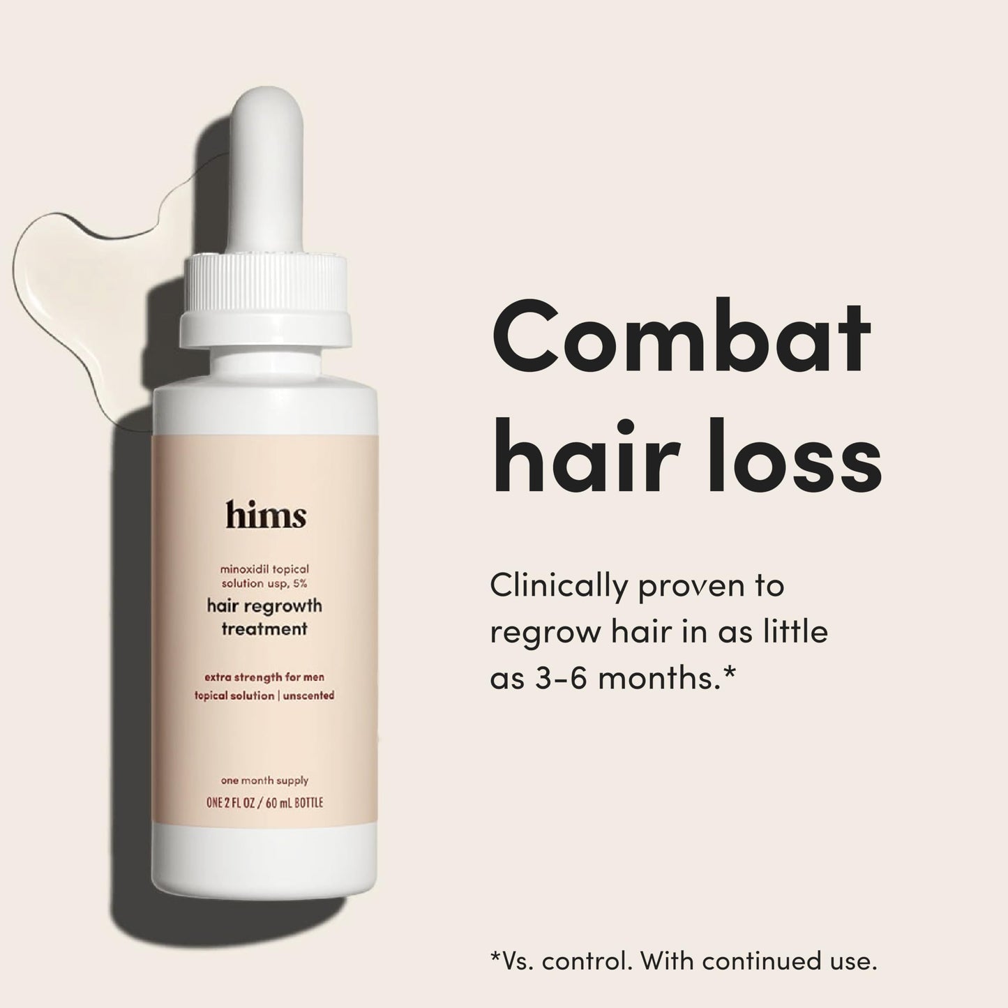hims Hair Regrowth Treatment - Topical Minoxidil 5% Solution for Men - Extra Strength - Supports Thicker, Fuller Hair - Non-Greasy - Unscented, 2 Pack