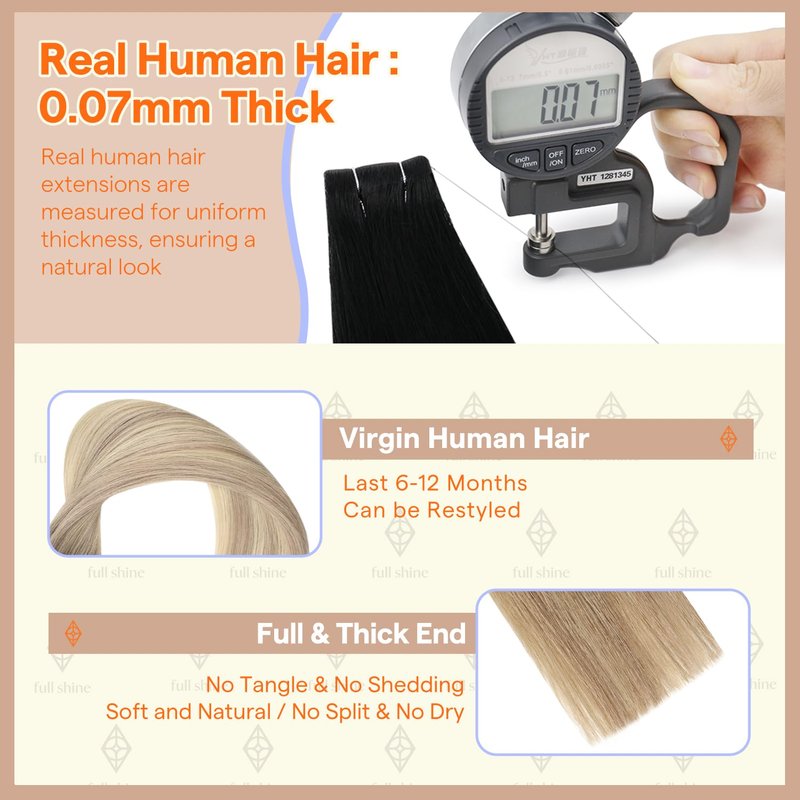Invisible Tape-In Hair Extensions | 16 Inch Human Hair Balayage - Soft Brown to Beige Blonde - 10 Pcs, 20g