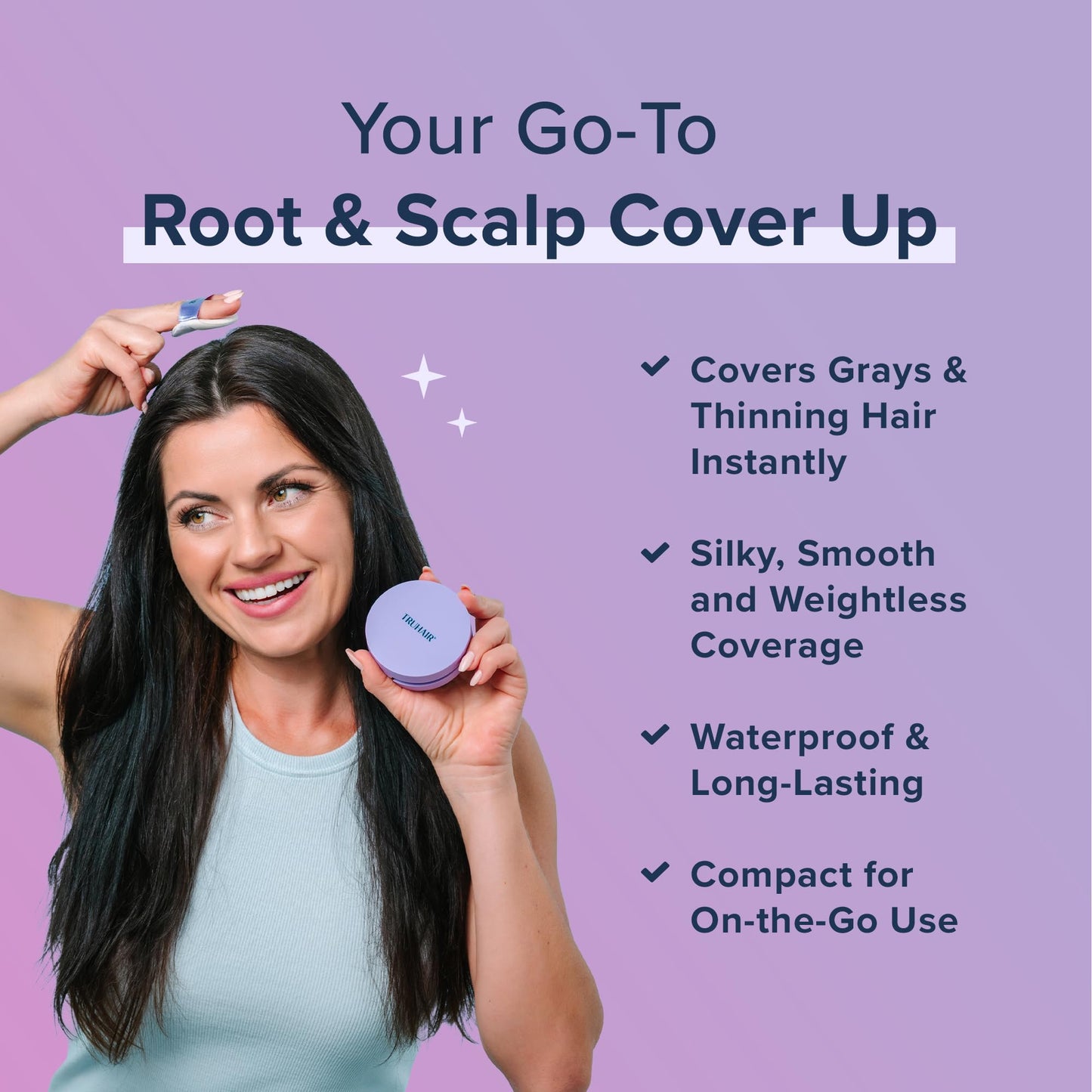 TRUHAIR Root & Scalp Cover Up Pressed Powder Compact, Waterproof, Weightless Hair Coverage & Bald Spot Concealing, Root Touch Up Hair Color for Gray Coverage & Thinning Areas, 0.35 Oz (Dark Brown)