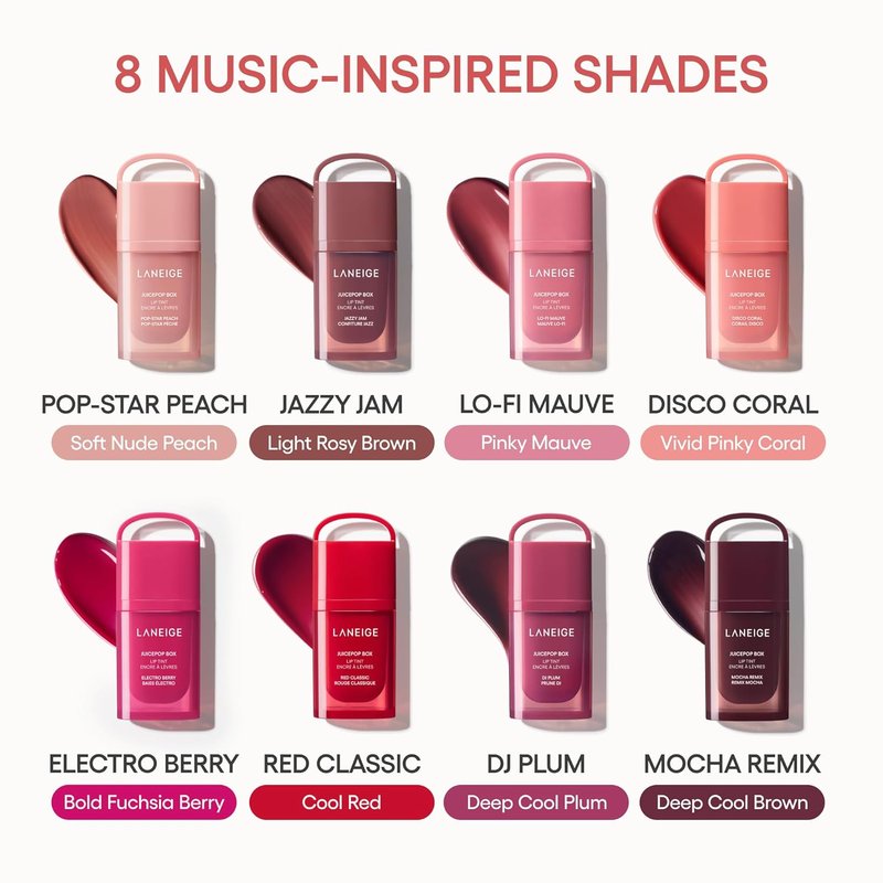 LANEIGE JuicePop Box Lip Tint - Long-Lasting Hydrating Color | Buildable Juicy Shine & Comfort