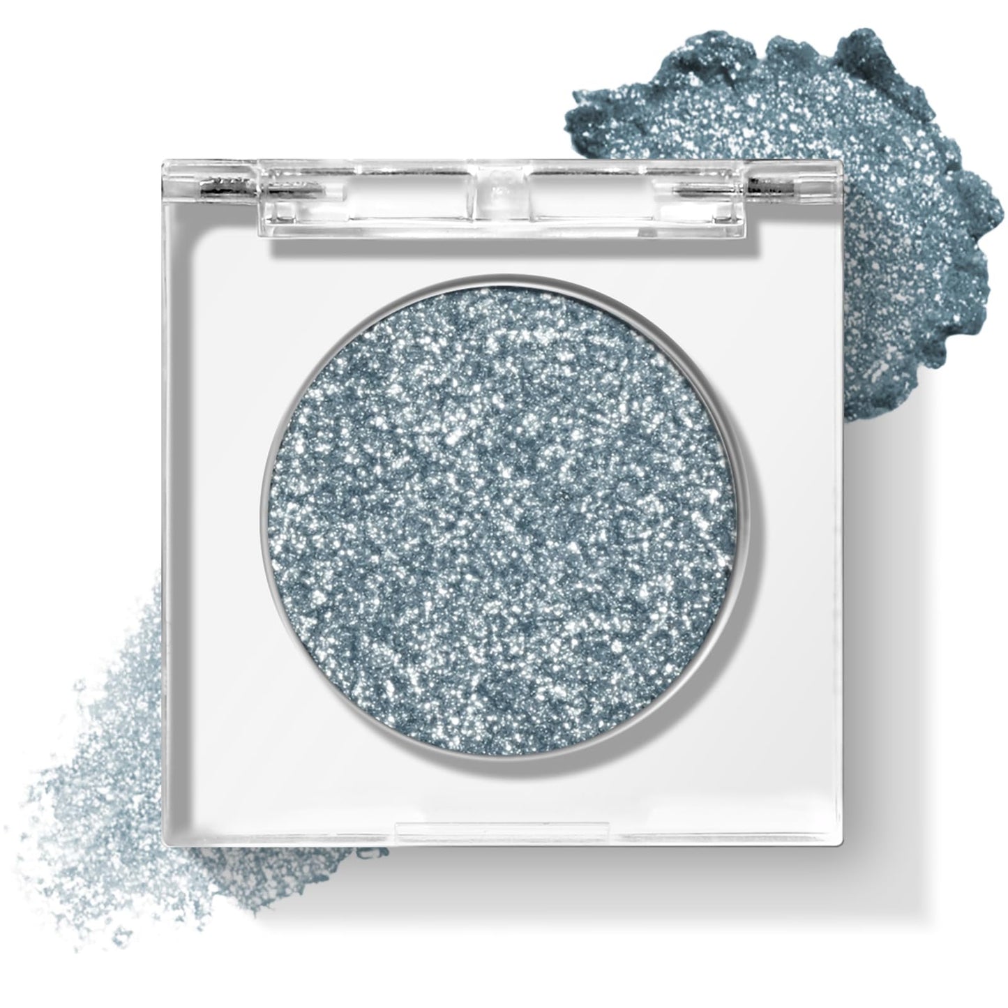 KYDA Single Glitter Eyeshadow, Cyan Blue Silver Eyeshadow, Lasting Blendable Shimmer Eyes Shadow, Sparkling Eyes Glitter, Soft Buildable Glossy Color, Wet Look Effect, Blue Stone