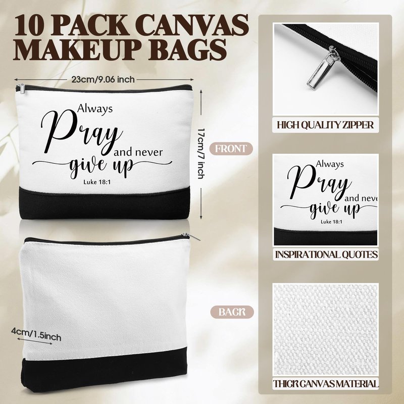 Paterr 20 Pcs Thank You Gift Bulk Employee Appreciation for Women Inspirational Canvas Makeup Bags with Zipper and Mini Compact Mirrors Gift for Coworkers Staff Nurse Girls Teacher Friend