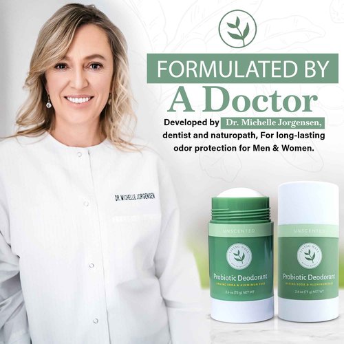 Living Well with Dr. Michelle Natural Probiotic Deodorant Stick | Aluminum-Free, Baking Soda-Free | Unscented & Gentle for Sensitive Skin | Long-Lasting Odor Protection for Men & Women